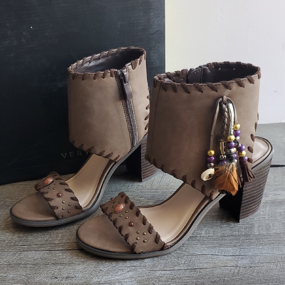 Very Volatile Brown Suede Tassel Block Heel Sandals